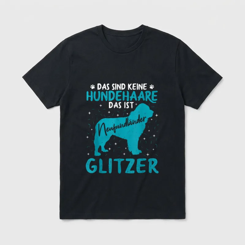 Neufundländer T Glitzer Hundehaare Hundebesitzer T-Shirt – Klassisches T-Shirt in Schwarz