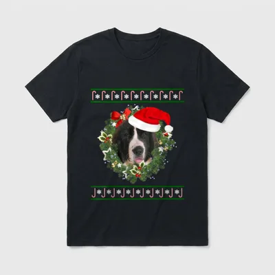 Landseer Weihnachtshund Landseer T-Shirt – Klassisches T-Shirt in Schwarz