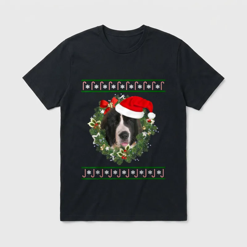 Landseer Weihnachtshund Landseer T-Shirt – Klassisches T-Shirt in Schwarz
