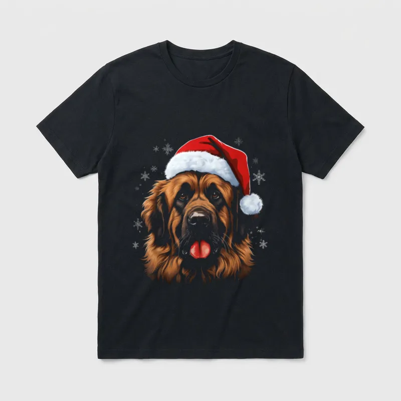 Leonberger mit Weihnachts Mütze T-Shirt – Klassisches T-Shirt in Schwarz