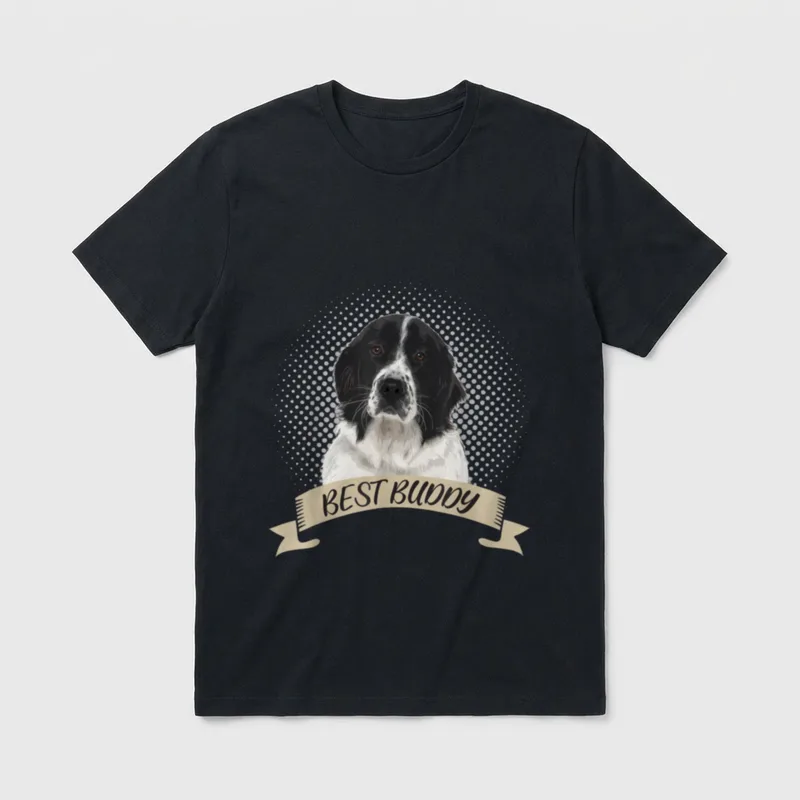 Landseer Best Buddy Hundeportrait T-Shirt – Klassisches T-Shirt in Schwarz