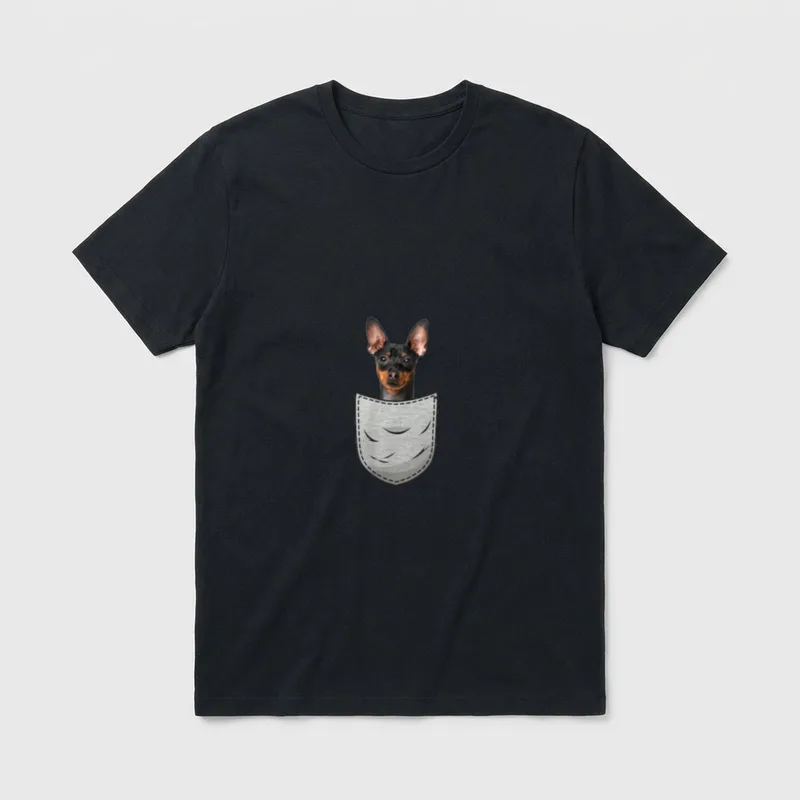 Zwergpinscher Miniature Pinscher Brust-Tasche T-Shirt – Klassisches T-Shirt in Schwarz