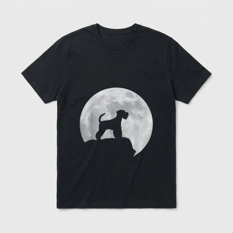 Mond und Hund Silhouette T-Shirt – Klassisches T-Shirt in Schwarz