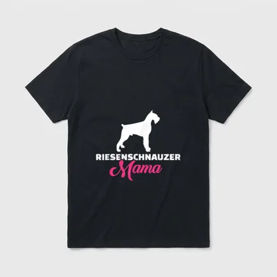Riesenschnauzer T-Shirt – Weiße Riesenschnauzer Silhouette über rosa Schriftzug Mama – Klassisches T-Shirt in Schwarz
