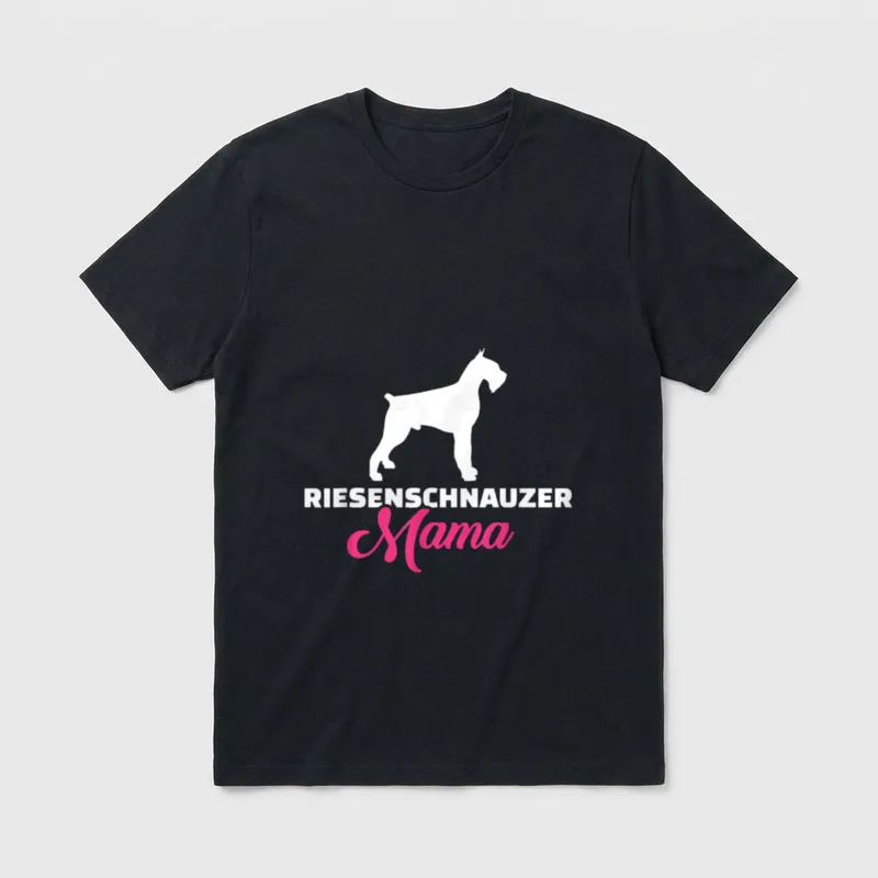 Riesenschnauzer T-Shirt – Weiße Riesenschnauzer Silhouette über rosa Schriftzug Mama – Klassisches T-Shirt in Schwarz