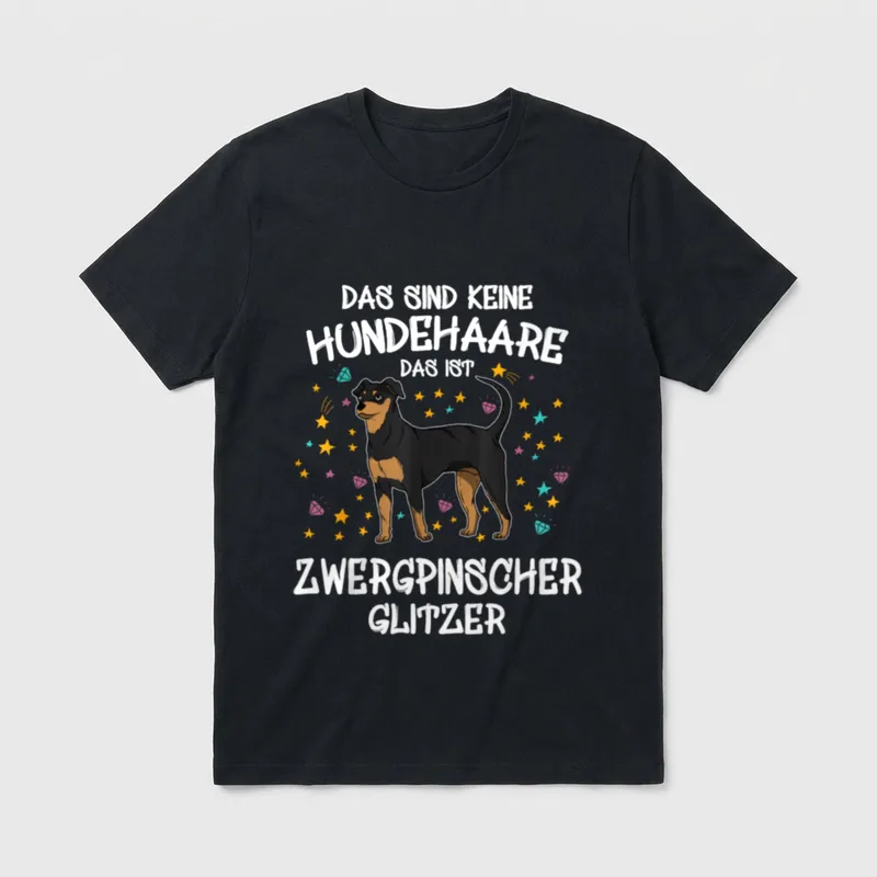 Zwergpinscher Glitzer Hundehalter Gassi T-Shirt – Klassisches T-Shirt in Schwarz