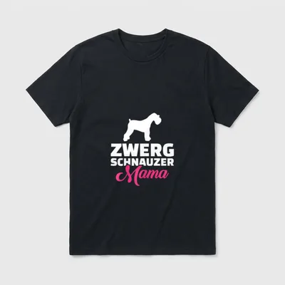 Zwergschnauzer Mama T-Shirt – Weißer Zwergschnauzer Umriss mit pinker Schrift Mama – Klassisches T-Shirt in Schwarz