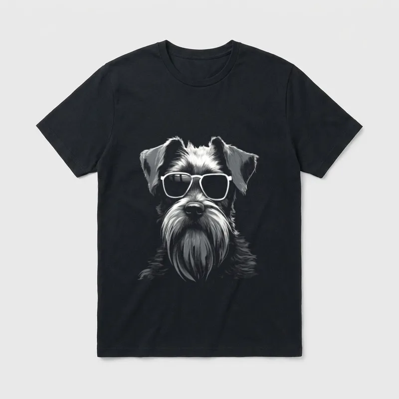 Schnauzer Hund Zwergschnauzer Sonnenbrille T-Shirt – Klassisches T-Shirt in Schwarz