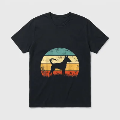 Zwergpinscher Design retro sunset T-Shirt – Klassisches T-Shirt in Schwarz