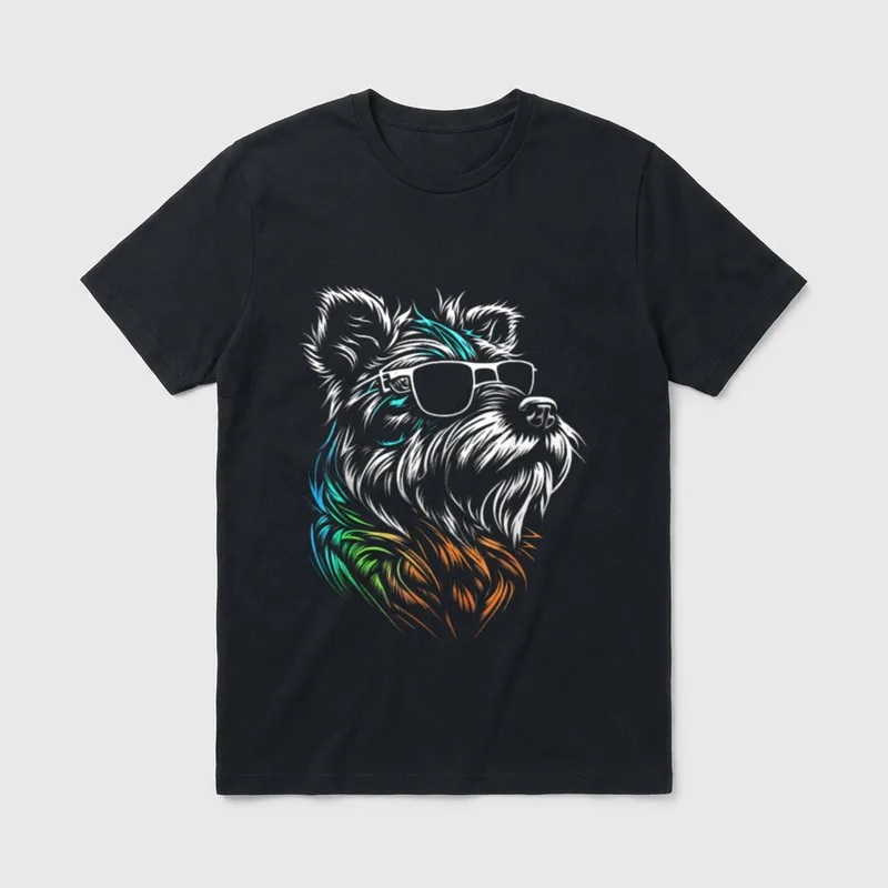 Schnauzer Hund mit Sonnenbrille T-Shirt – Klassisches T-Shirt in Schwarz