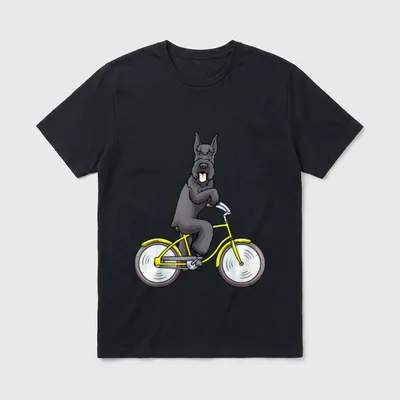 Riesenschnauzer Hund Mit Fahrrad T-Shirt – Klassisches T-Shirt in Schwarz