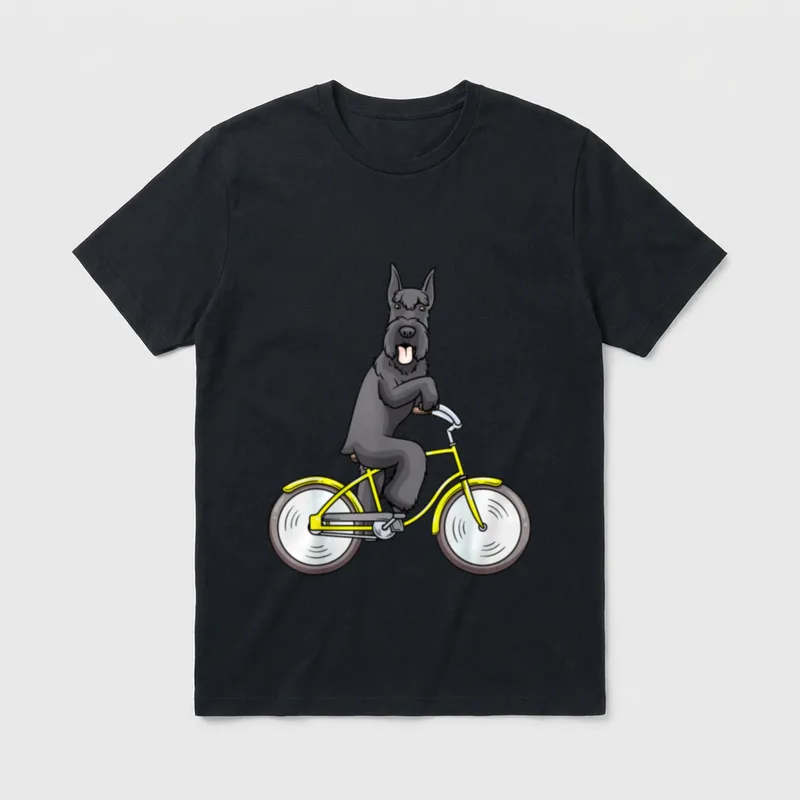 Riesenschnauzer Hund Mit Fahrrad T-Shirt – Klassisches T-Shirt in Schwarz