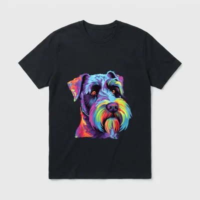 Wasserfarben Farbenfroher Standard Schnauzer T-Shirt 0070 – Klassisches T-Shirt in Schwarz