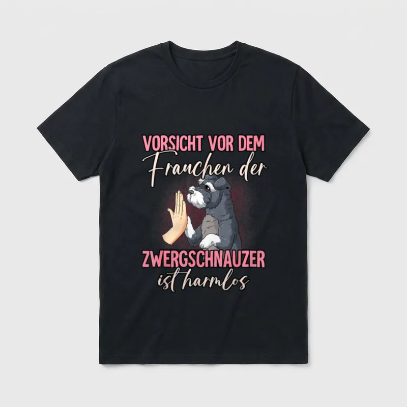 Vorsicht vor dem Frauchen Pinscher & Schnauzer T-Shirt – Klassisches T-Shirt in Schwarz