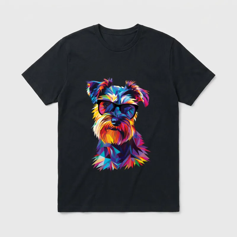 Coole Sonnenbrille mit Schnauzer-Motiv T-Shirt – Klassisches T-Shirt in Schwarz