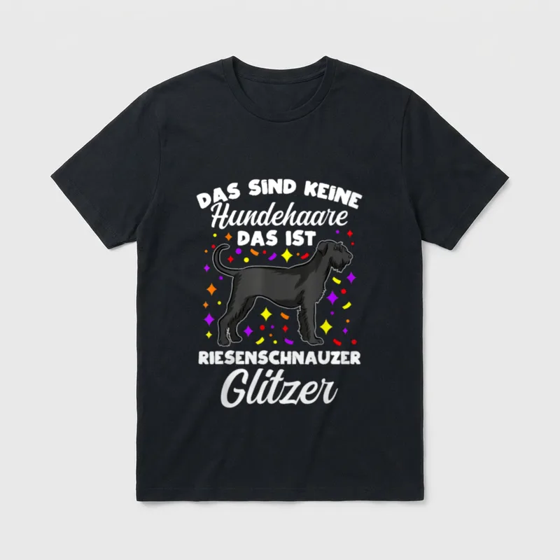 Das Sind Keine Hunde T-Shirt – Riesenschnauzer Illustration mit bunten Sternen und Text – Klassisches T-Shirt in Schwarz