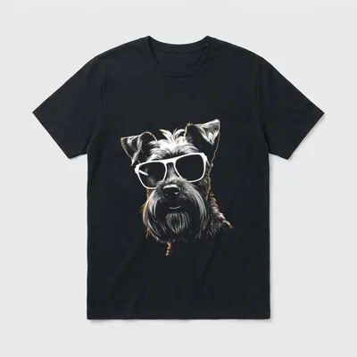 Schnauzer Hund Zwergschnauzer Sonnenbrille T-Shirt 0125 – Klassisches T-Shirt in Schwarz