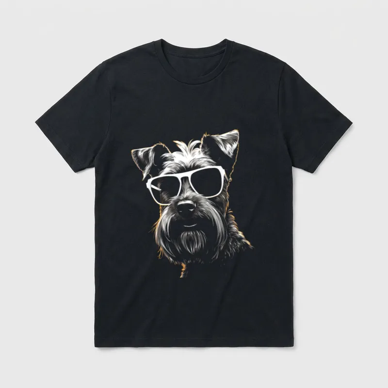 Schnauzer Hund Zwergschnauzer Sonnenbrille T-Shirt 0125 – Klassisches T-Shirt in Schwarz