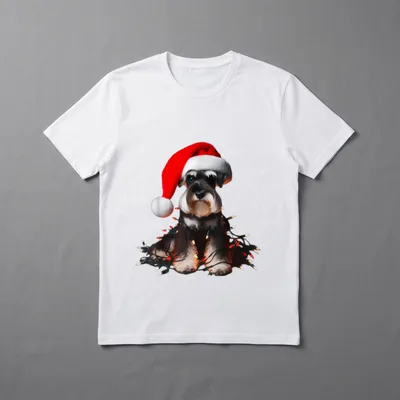 Zwergschnauzer mit Weihnachtsmütze T-Shirt – Klassisches T-Shirt in Schwarz