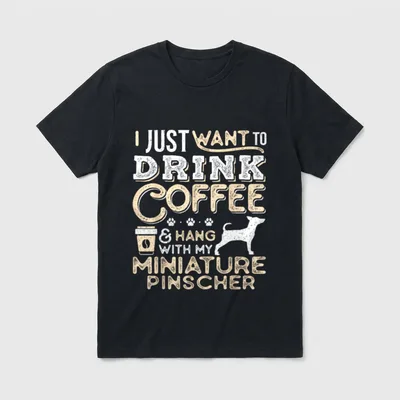 Zwergpinscher Mama Papa Kaffee T-Shirt – Klassisches T-Shirt in Schwarz