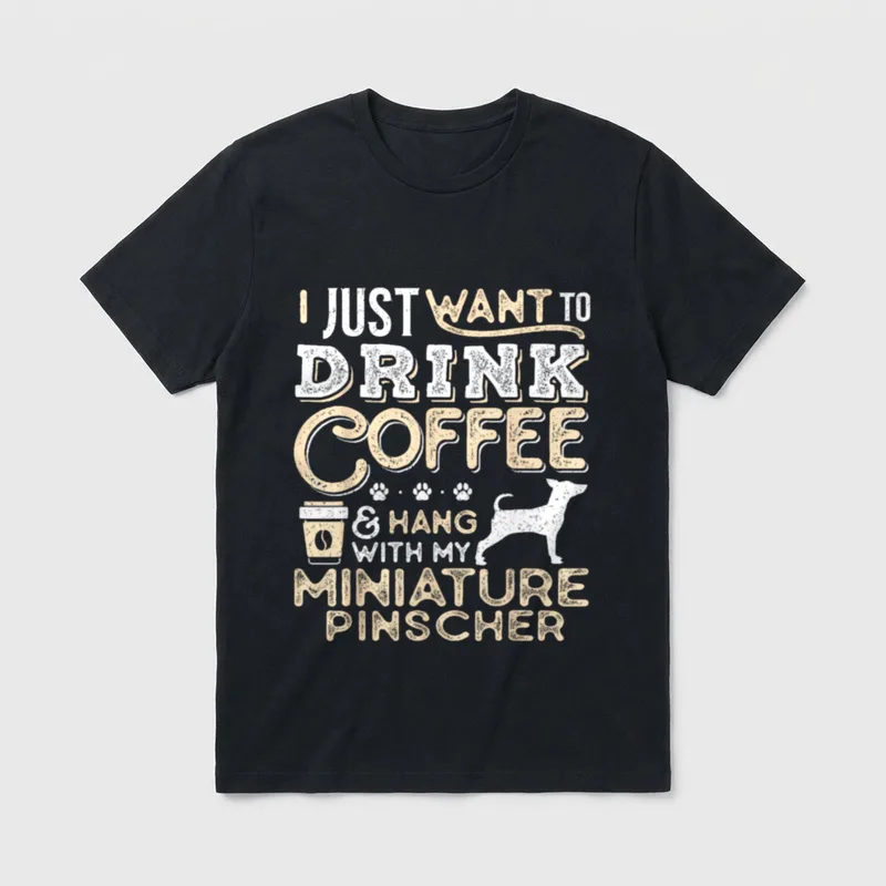 Zwergpinscher Mama Papa Kaffee T-Shirt – Klassisches T-Shirt in Schwarz