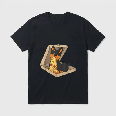 Zwergpinscher Pizza Essen Lustiger T-Shirt – Klassisches T-Shirt in Schwarz
