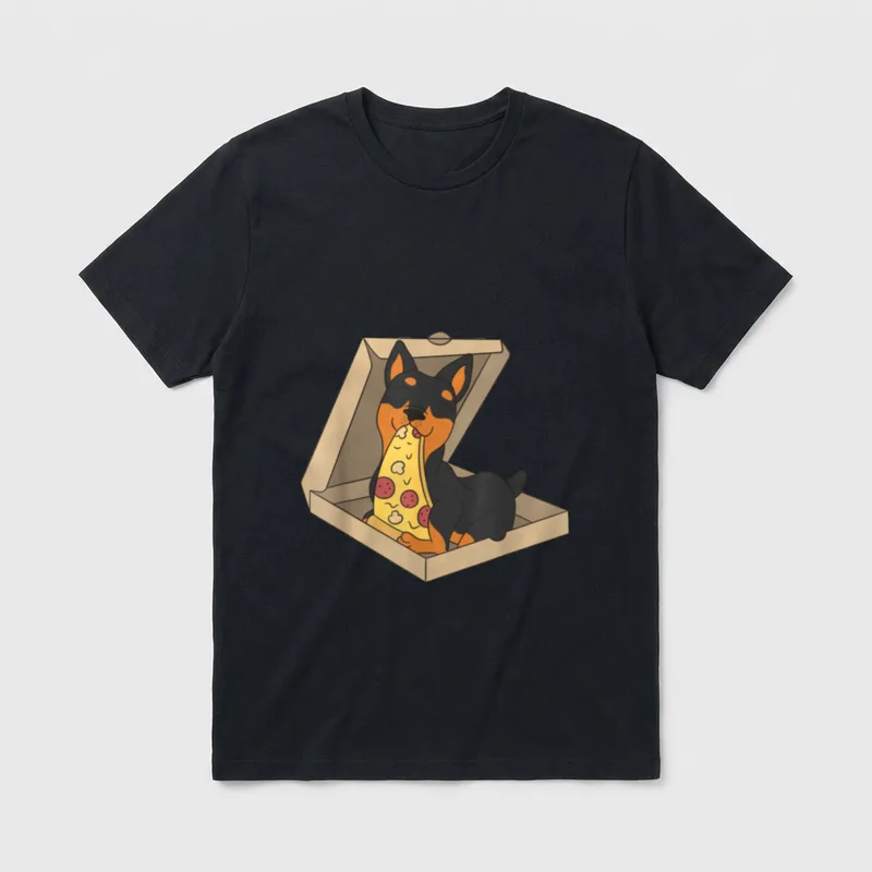 Zwergpinscher Pizza Essen Lustiger T-Shirt – Klassisches T-Shirt in Schwarz