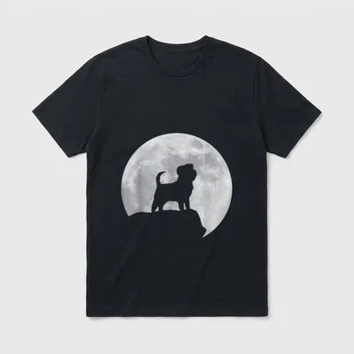 Mond und Hund Silhouette Pinscher & Schnauzer T-Shirt – Klassisches T-Shirt in Schwarz