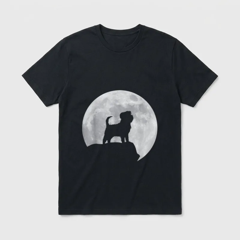Mond und Hund Silhouette Pinscher & Schnauzer T-Shirt – Klassisches T-Shirt in Schwarz