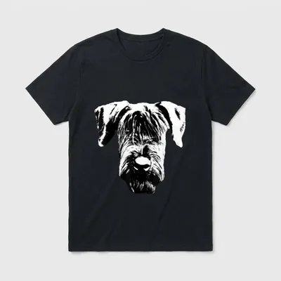 Riesenschnauzer T-Shirt 0170 – Grafikrisse eines Riesenschnauzer-Kopfes im Hochkontrast-Stil – Klassisches T-Shirt in Schwarz