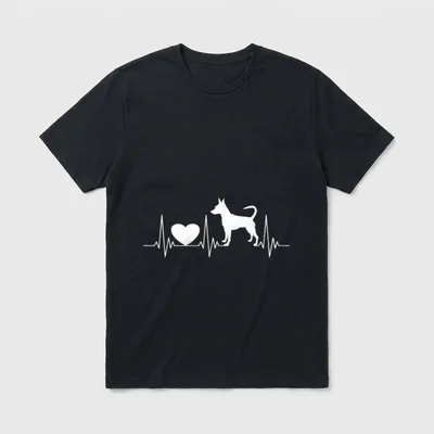 Zwergpinscher lustiges EKG Heartbeat T-Shirt – Klassisches T-Shirt in Schwarz