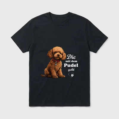 mit dem Pudel Gassi T-Shirt – Klassisches T-Shirt in Schwarz
