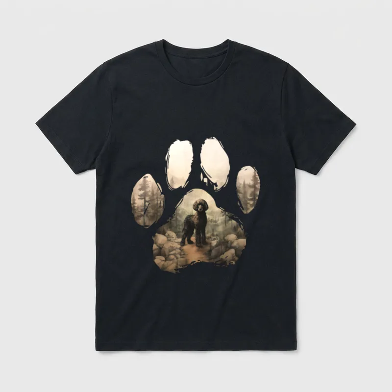 Pudel Mountain Paw Design T-Shirt – Klassisches T-Shirt in Schwarz