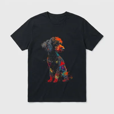 Pudel Grafik Pet Art T-Shirt – Klassisches T-Shirt in Schwarz