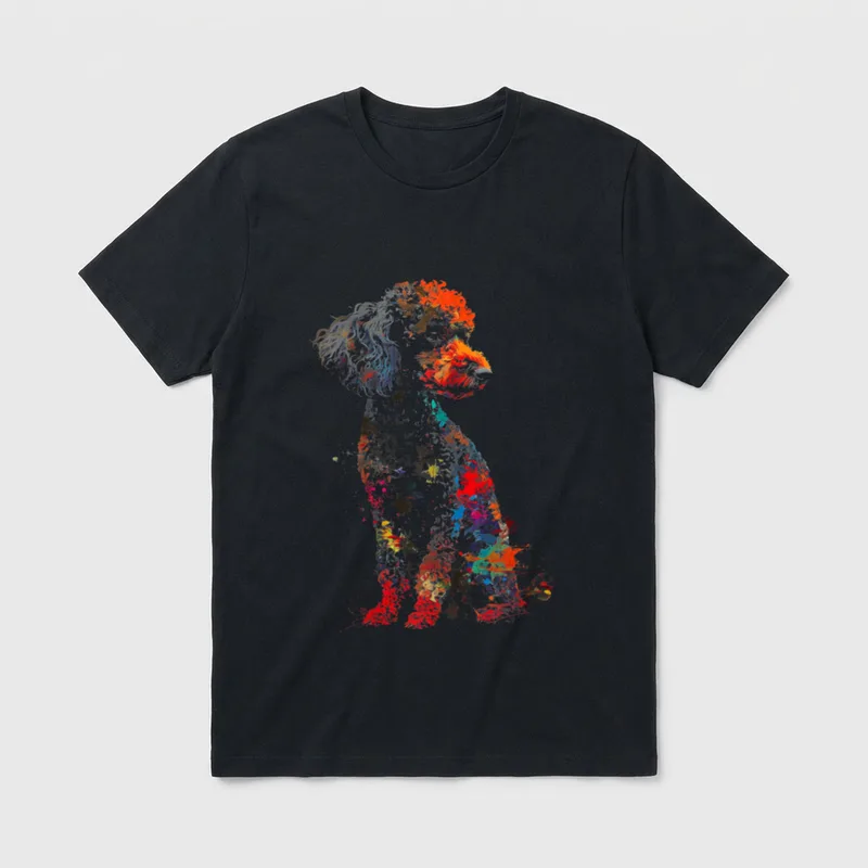 Pudel Grafik Pet Art T-Shirt – Klassisches T-Shirt in Schwarz