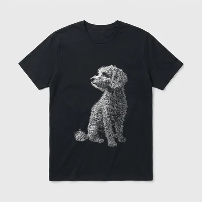 Pudel Hund Zeichnung Abstrakt T-Shirt – Klassisches T-Shirt in Schwarz