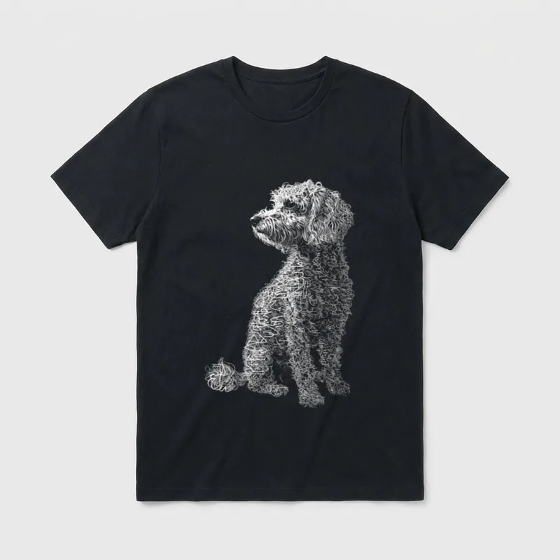 Pudel Hund Zeichnung Abstrakt T-Shirt – Klassisches T-Shirt in Schwarz