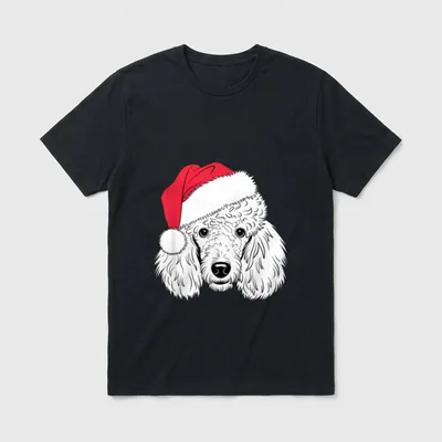 Fröhlicher Pudel Weihnachtsmann T-Shirt – Klassisches T-Shirt in Schwarz