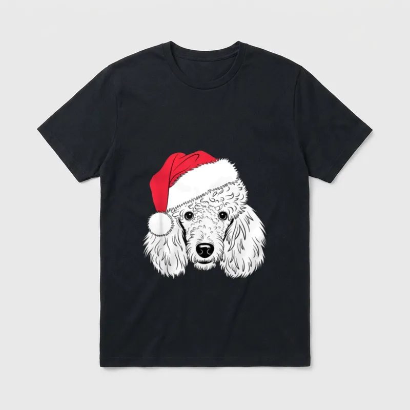 Fröhlicher Pudel Weihnachtsmann T-Shirt – Klassisches T-Shirt in Schwarz