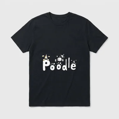 Funny Poodle Cartoon Hundemotiv T-Shirt – Klassisches T-Shirt in Schwarz
