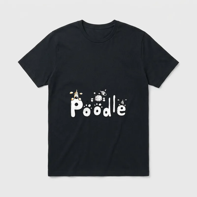 Funny Poodle Cartoon Hundemotiv T-Shirt – Klassisches T-Shirt in Schwarz