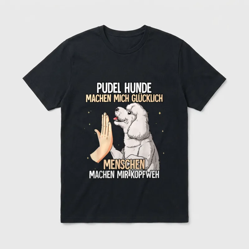 Pudel T-Shirt 0066 – Klassisches T-Shirt in Schwarz