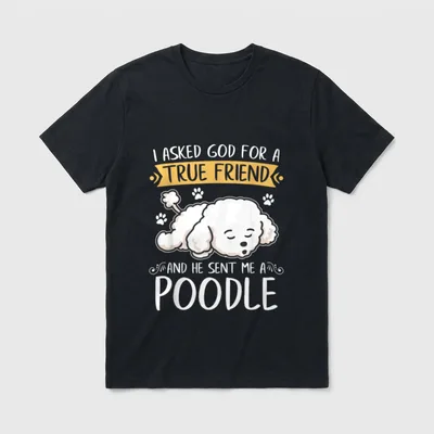 Ich habe Gott nach T-Shirt – Pudel Illustration mit True Friend und Poodle Text – Klassisches T-Shirt in Schwarz