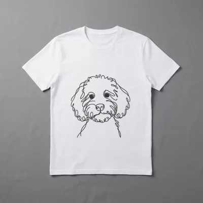 Line Art Dad Mom T-Shirt – Cockapoo Strichzeichnung lockiges Fell sanfter Blick – Klassisches T-Shirt in Schwarz