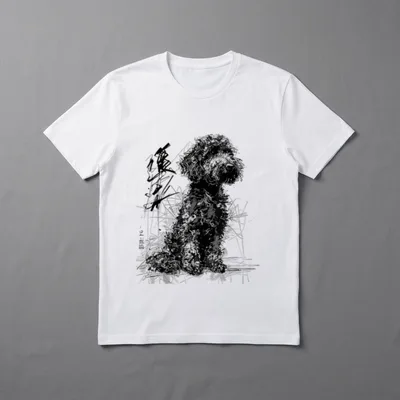 Labradoodle Abstraktes Haustier Zeichnung T-Shirt – Klassisches T-Shirt in Schwarz