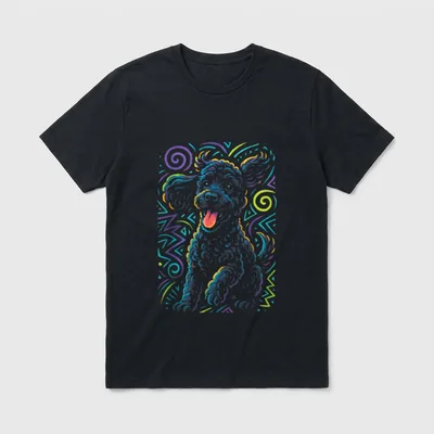 Retro Pudel Hund Kunst T-Shirt – Klassisches T-Shirt in Schwarz