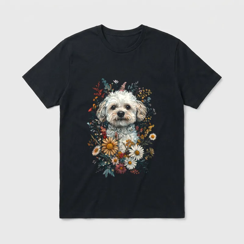 Maltipoo Hundemotiv Haustier Illustration T-Shirt – Klassisches T-Shirt in Schwarz