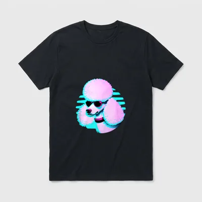 Pudel Retro Vaporwave Dog T-Shirt – Klassisches T-Shirt in Schwarz