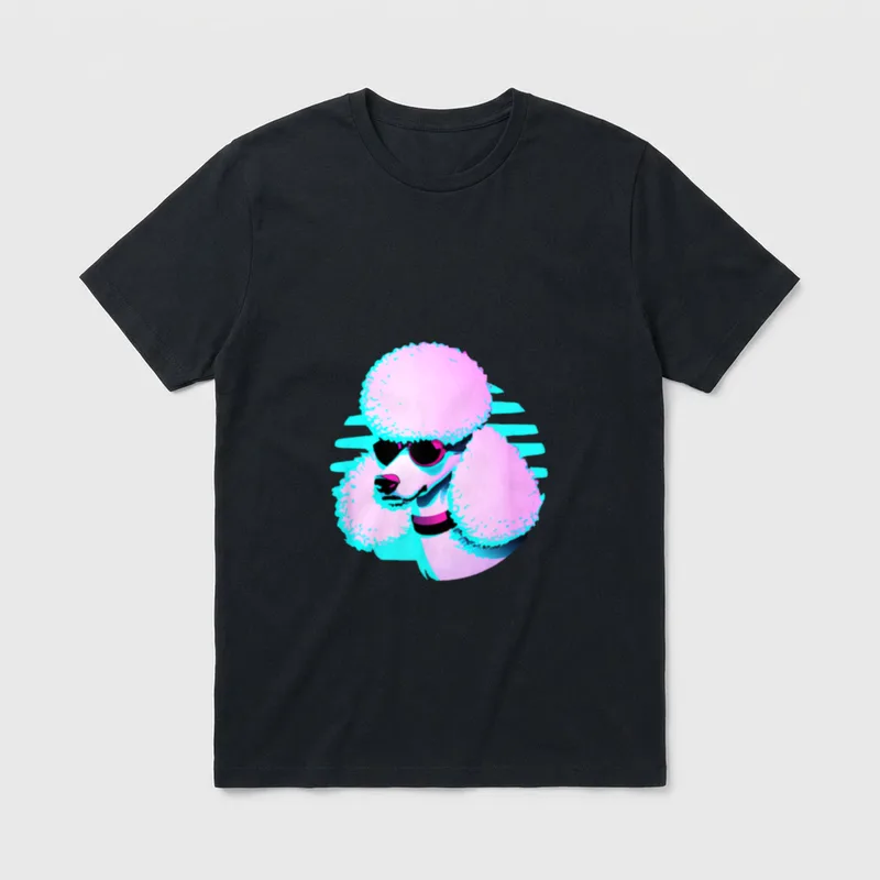 Pudel Retro Vaporwave Dog T-Shirt – Klassisches T-Shirt in Schwarz