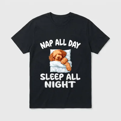 Niedlicher Pudel-Schlafanzug den ganzen T-Shirt – Klassisches T-Shirt in Schwarz